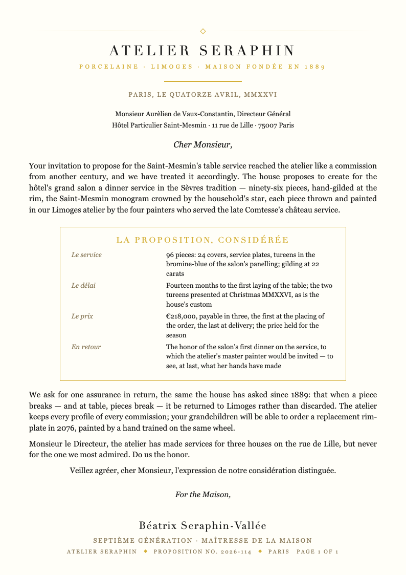Luxury Premium Proposal Request